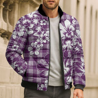 Hibiscus Pakala Sweetie Purple Bomber Puffer Jacket Tropical Floral Stylized LT01 - Polynesian Pride