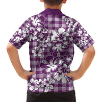 Hibiscus Pakala Sweetie Purple Family Matching Short Sleeve Bodycon Dress and Hawaiian Shirt Tropical Floral Stylized - Polynesian Pride