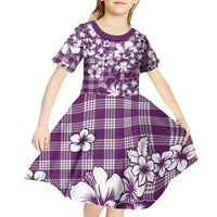 Hibiscus Pakala Sweetie Purple Kid Short Sleeve Dress Tropical Floral Stylized - Polynesian Pride