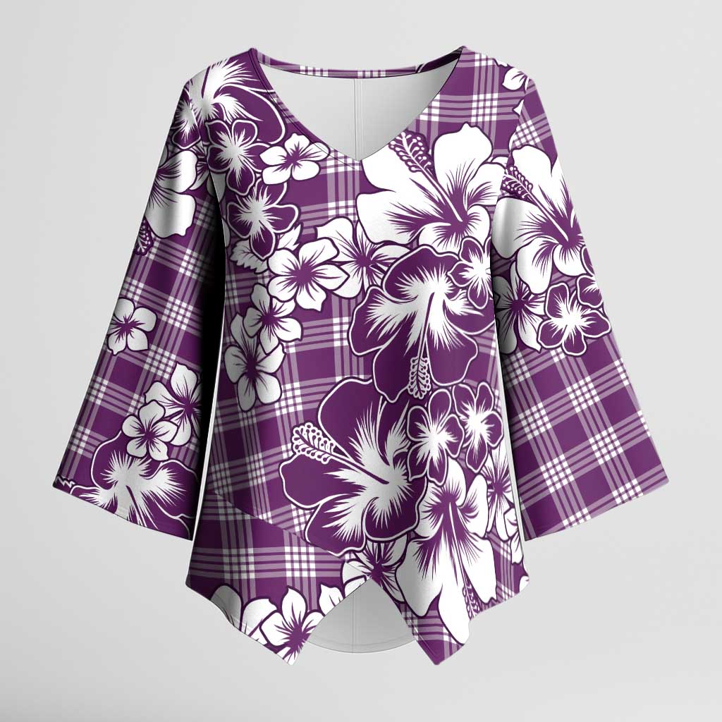 Hibiscus Pakala Sweetie Purple Kimono Sleeve Blouse Tropical Floral Stylized - Polynesian Pride