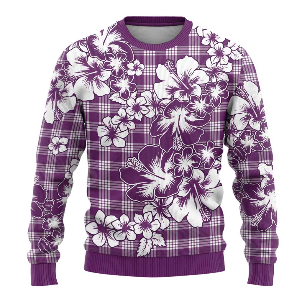 Hibiscus Pakala Sweetie Purple Ugly Christmas Sweater Tropical Floral Stylized - Polynesian Pride