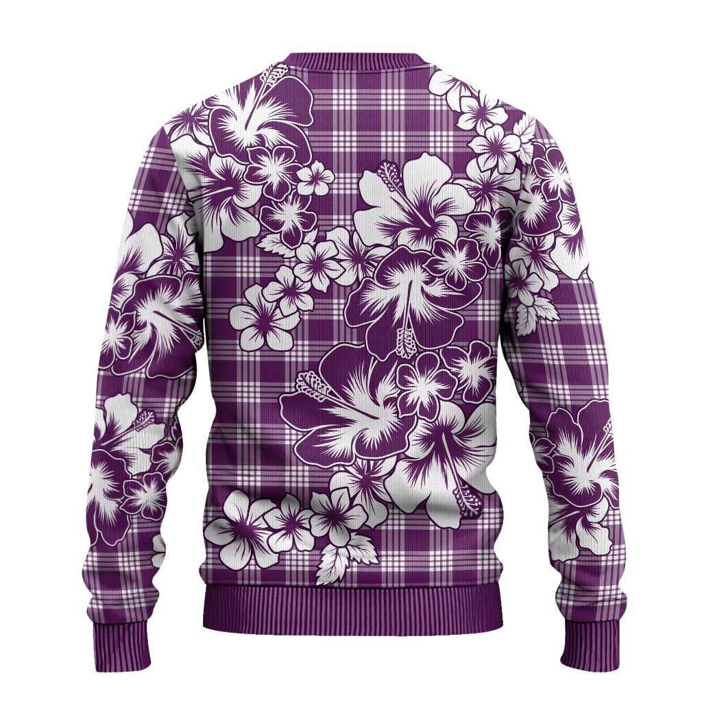 Hibiscus Pakala Sweetie Purple Ugly Christmas Sweater Tropical Floral Stylized - Polynesian Pride