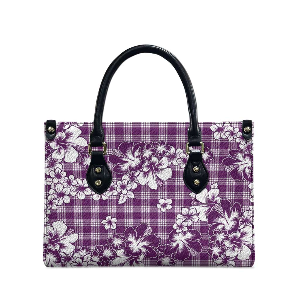 Hibiscus Pakala Sweetie Purple Leather Bag Tropical Floral Stylized - Polynesian Pride