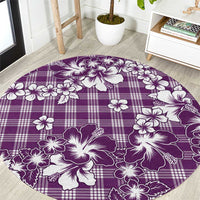 Hibiscus Pakala Sweetie Purple Round Carpet Tropical Floral Stylized LT01 Purple - Polynesian Pride