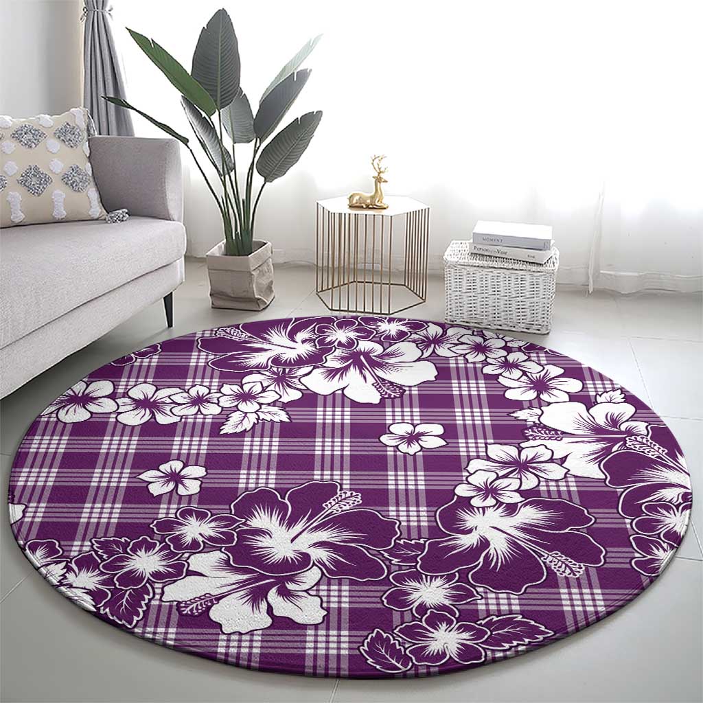 Hibiscus Pakala Sweetie Purple Round Carpet Tropical Floral Stylized LT01 - Polynesian Pride