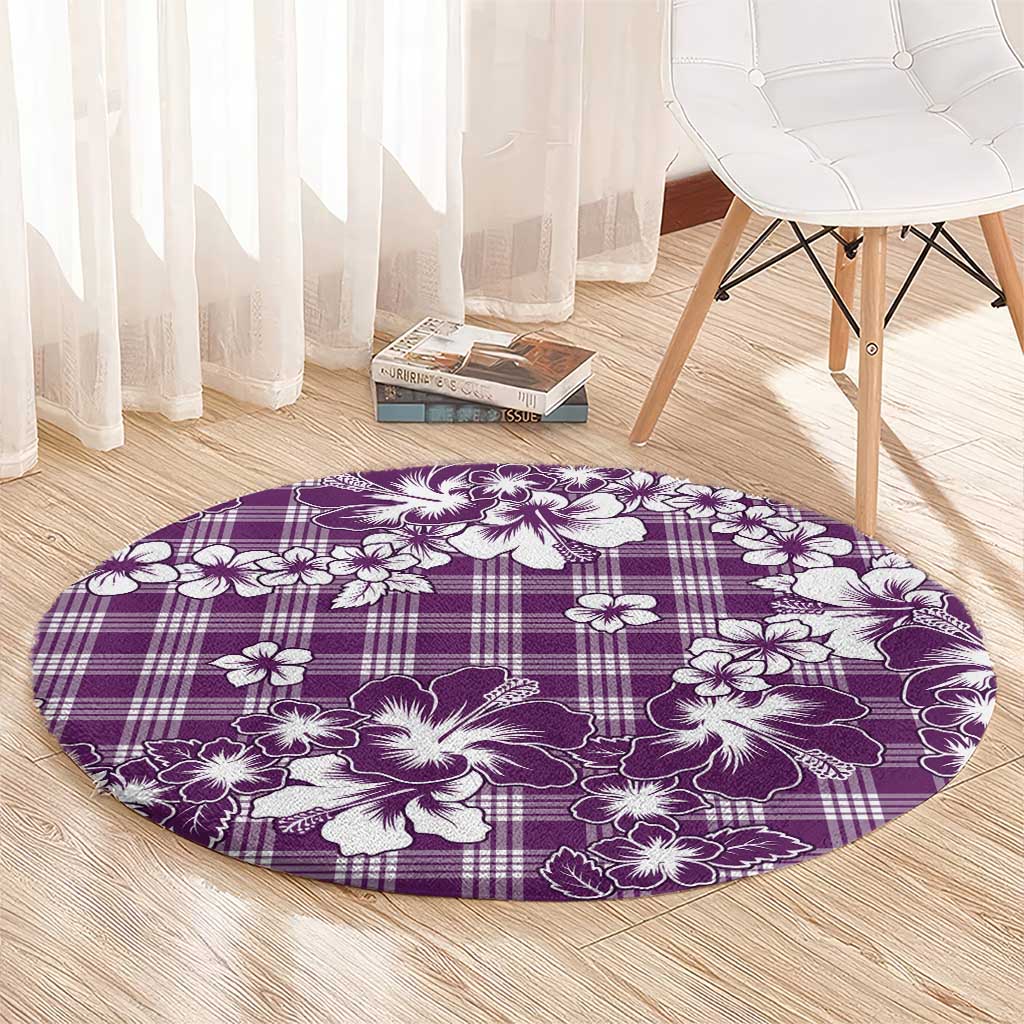 Hibiscus Pakala Sweetie Purple Round Carpet Tropical Floral Stylized LT01 - Polynesian Pride