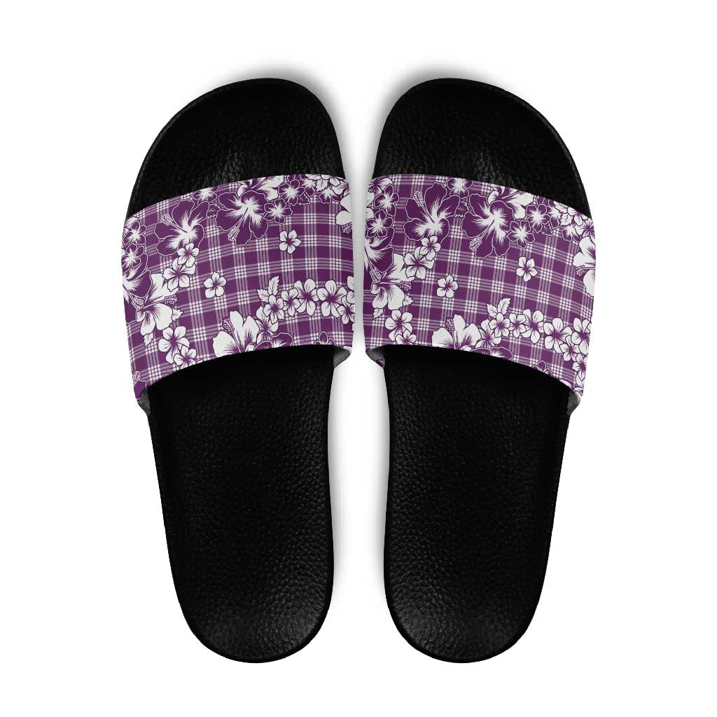 Hibiscus Pakala Sweetie Purple Slide Sandals Tropical Floral Stylized - Polynesian Pride