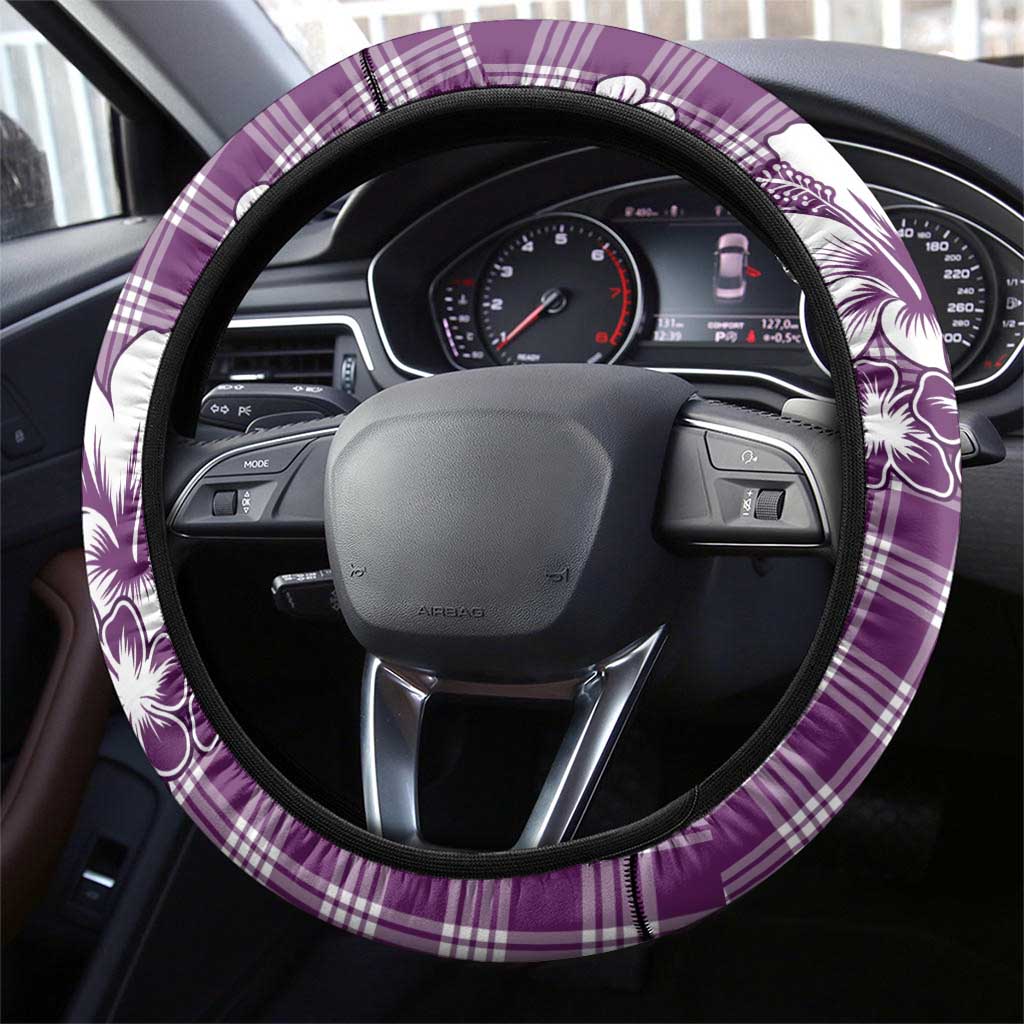 Hibiscus Pakala Sweetie Purple Steering Wheel Cover Tropical Floral Stylized - Polynesian Pride