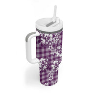 Hibiscus Pakala Sweetie Purple Tumbler With Handle Tropical Floral Stylized - Polynesian Pride