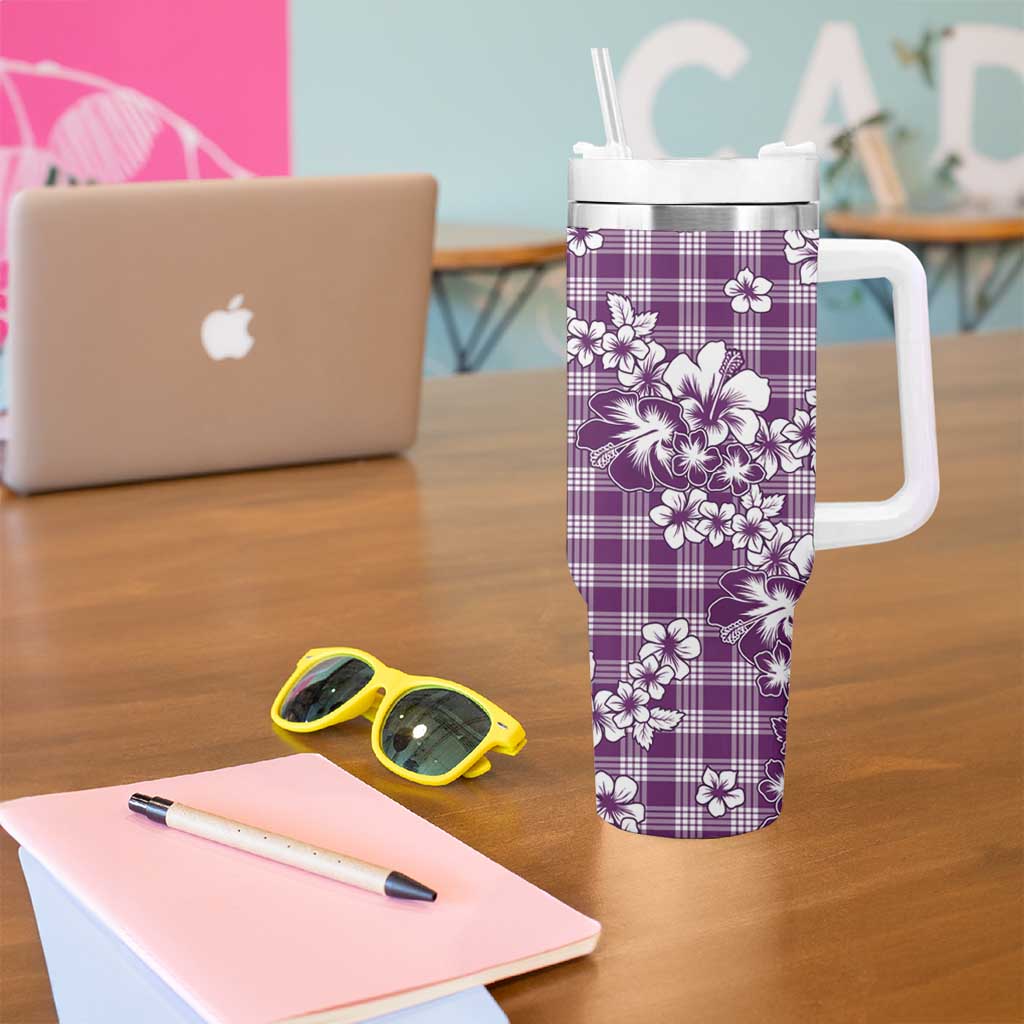 Hibiscus Pakala Sweetie Purple Tumbler With Handle Tropical Floral Stylized - Polynesian Pride