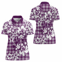 Hibiscus Pakala Sweetie Purple Women Polo Shirt Tropical Floral Stylized - Polynesian Pride