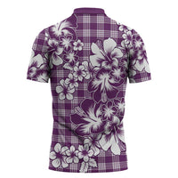 Hibiscus Pakala Sweetie Purple Zipper Polo Shirt Tropical Floral Stylized - Polynesian Pride