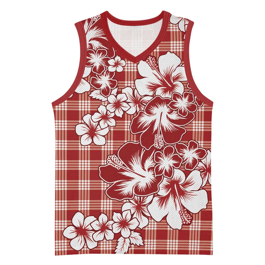 Hibiscus Pakala Fantasy Red Basketball Jersey Tropical Floral Stylized - Polynesian Pride