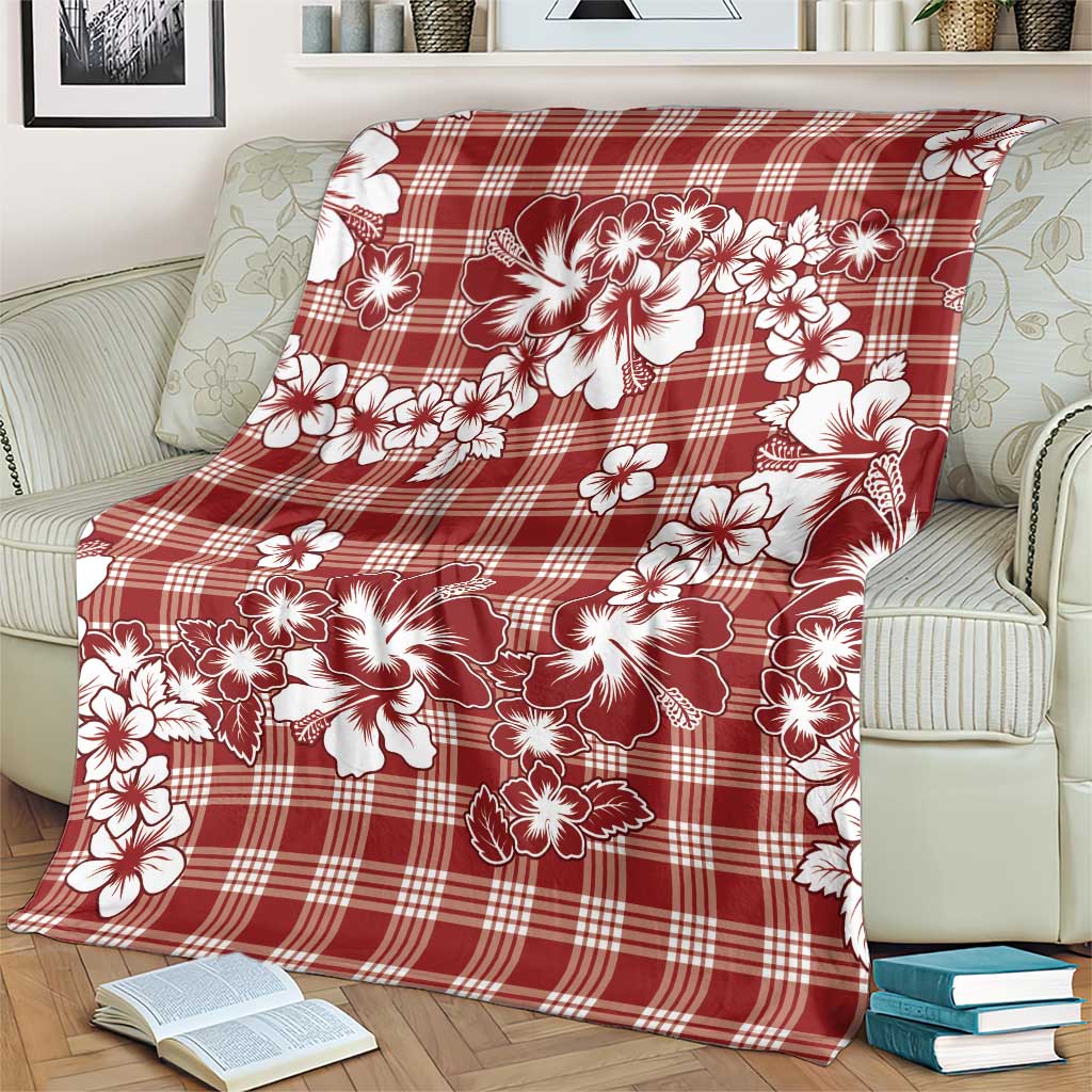 Hibiscus Pakala Fantasy Red Blanket Tropical Floral Stylized - Polynesian Pride