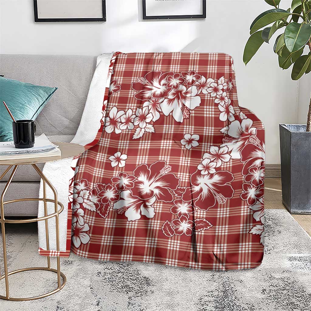Hibiscus Pakala Fantasy Red Blanket Tropical Floral Stylized - Polynesian Pride