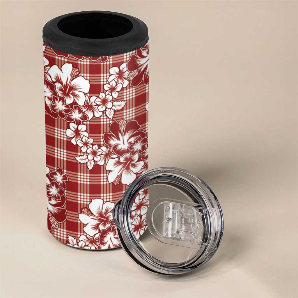 Hibiscus Pakala Fantasy Red 4 in 1 Can Cooler Tumbler Tropical Floral Stylized - Polynesian Pride