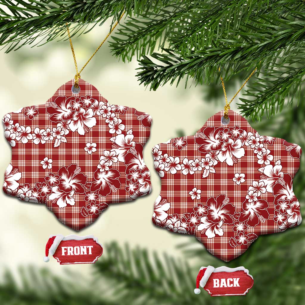 Hibiscus Pakala Fantasy Red Ceramic Ornament Tropical Floral Stylized - Polynesian Pride