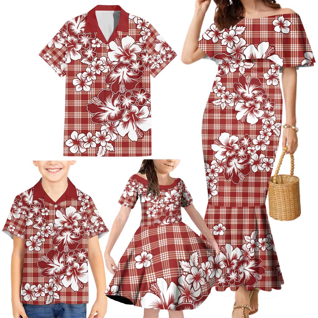 Hibiscus Pakala Fantasy Red Family Matching Mermaid Dress and Hawaiian Shirt Tropical Floral Stylized - Polynesian Pride