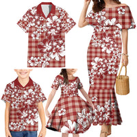 Hibiscus Pakala Fantasy Red Family Matching Mermaid Dress and Hawaiian Shirt Tropical Floral Stylized - Polynesian Pride