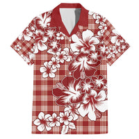 Hibiscus Pakala Fantasy Red Family Matching Off The Shoulder Long Sleeve Dress and Hawaiian Shirt Tropical Floral Stylized - Polynesian Pride