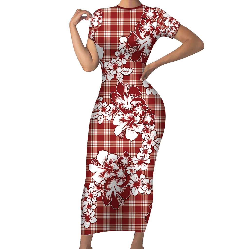 Hibiscus Pakala Fantasy Red Family Matching Short Sleeve Bodycon Dress and Hawaiian Shirt Tropical Floral Stylized - Polynesian Pride