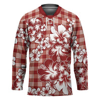 Hibiscus Pakala Fantasy Red Hockey Jersey Tropical Floral Stylized - Polynesian Pride