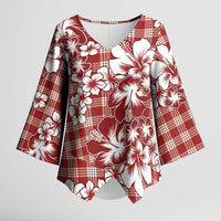 Hibiscus Pakala Fantasy Red Kimono Sleeve Blouse Tropical Floral Stylized - Polynesian Pride