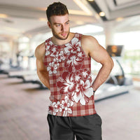 Hibiscus Pakala Fantasy Red Men Tank Top Tropical Floral Stylized - Polynesian Pride