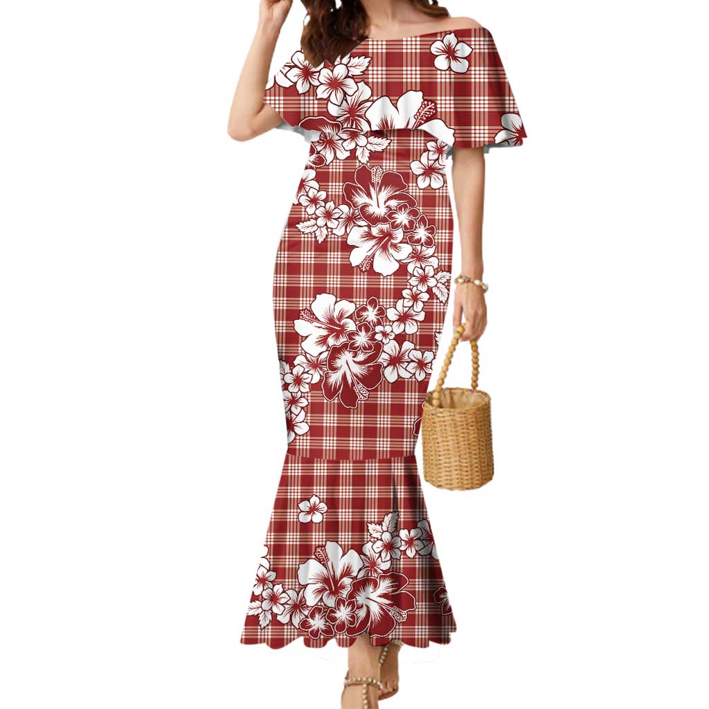 Hibiscus Pakala Fantasy Red Mermaid Dress Tropical Floral Stylized - Polynesian Pride