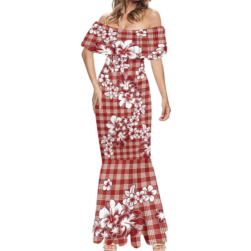 Hibiscus Pakala Fantasy Red Mermaid Dress Tropical Floral Stylized - Polynesian Pride