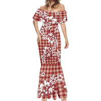 Hibiscus Pakala Fantasy Red Mermaid Dress Tropical Floral Stylized - Polynesian Pride