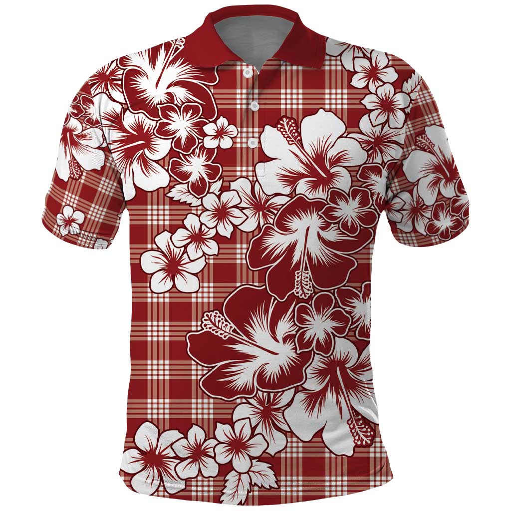 Hibiscus Pakala Fantasy Red Polo Shirt Tropical Floral Stylized - Polynesian Pride