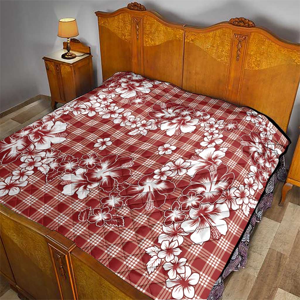 Hibiscus Pakala Fantasy Red Quilt Tropical Floral Stylized - Polynesian Pride