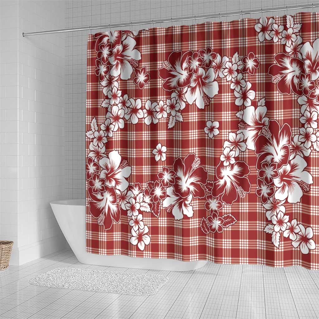 Hibiscus Pakala Fantasy Red Shower Curtain Tropical Floral Stylized - Polynesian Pride