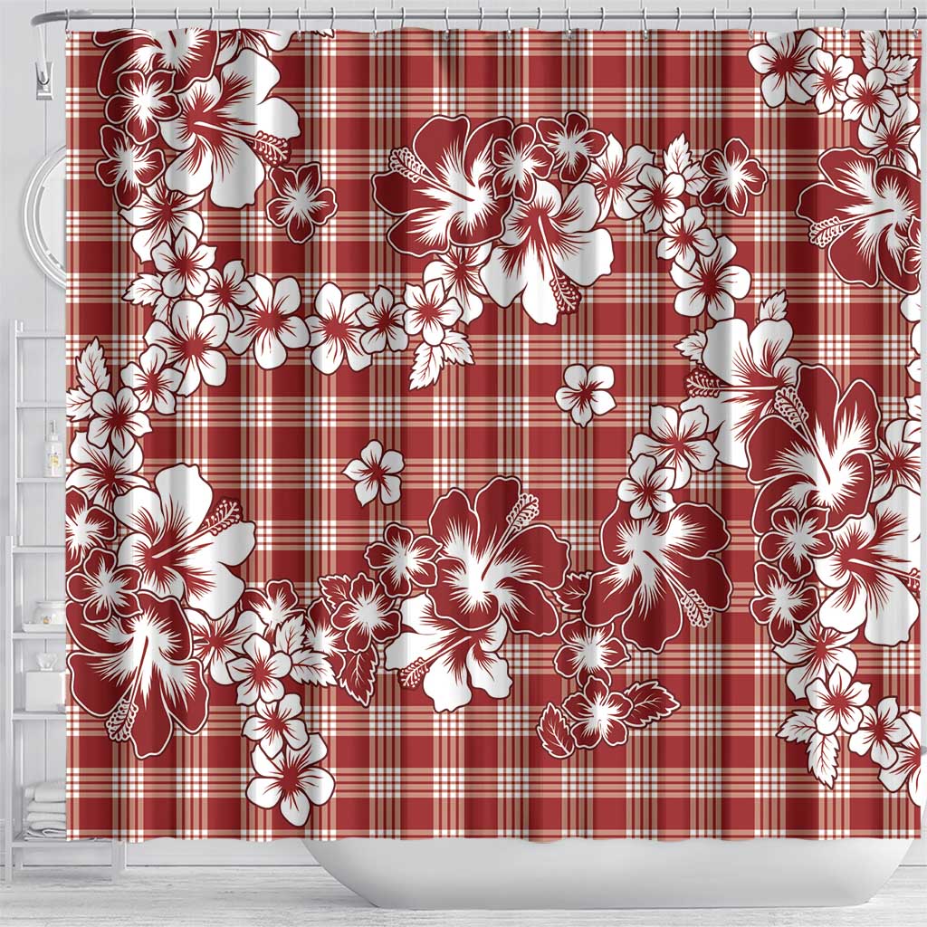 Hibiscus Pakala Fantasy Red Shower Curtain Tropical Floral Stylized - Polynesian Pride