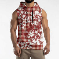 Hibiscus Pakala Fantasy Red Sleeveless Hoodie Tropical Floral Stylized - Polynesian Pride