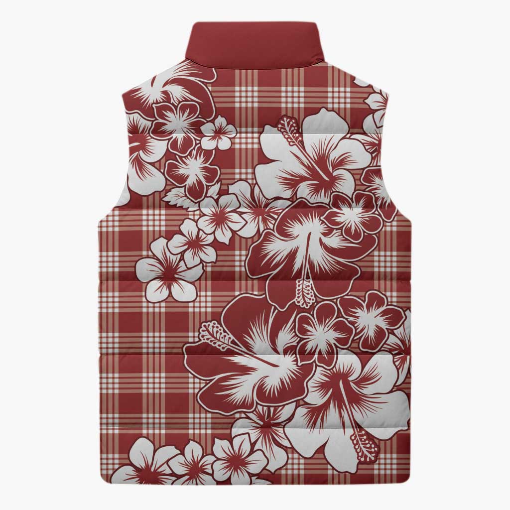 Hibiscus Pakala Fantasy Red Sleeveless Puffer Jacket Tropical Floral Stylized - Polynesian Pride