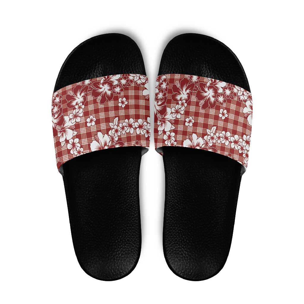 Hibiscus Pakala Fantasy Red Slide Sandals Tropical Floral Stylized - Polynesian Pride