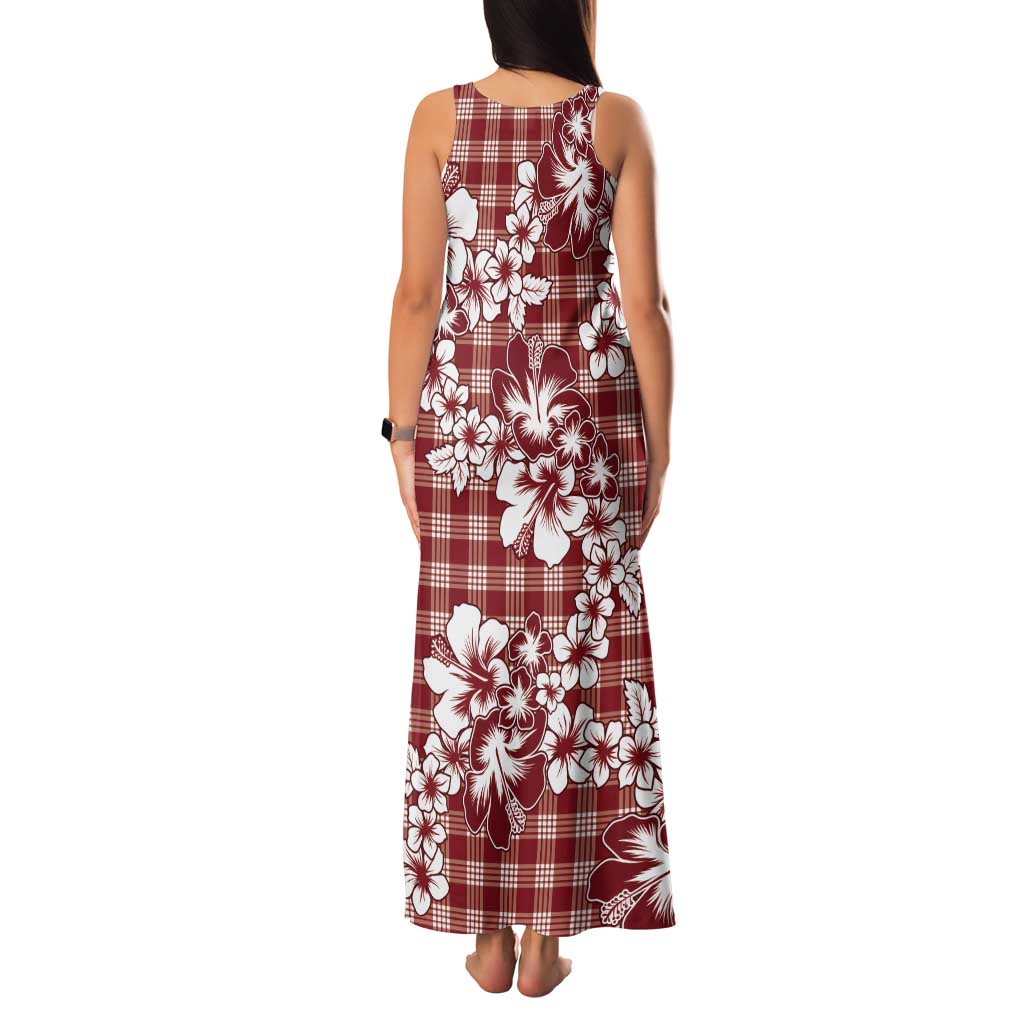 Hibiscus Pakala Fantasy Red Tank Maxi Dress Tropical Floral Stylized - Polynesian Pride