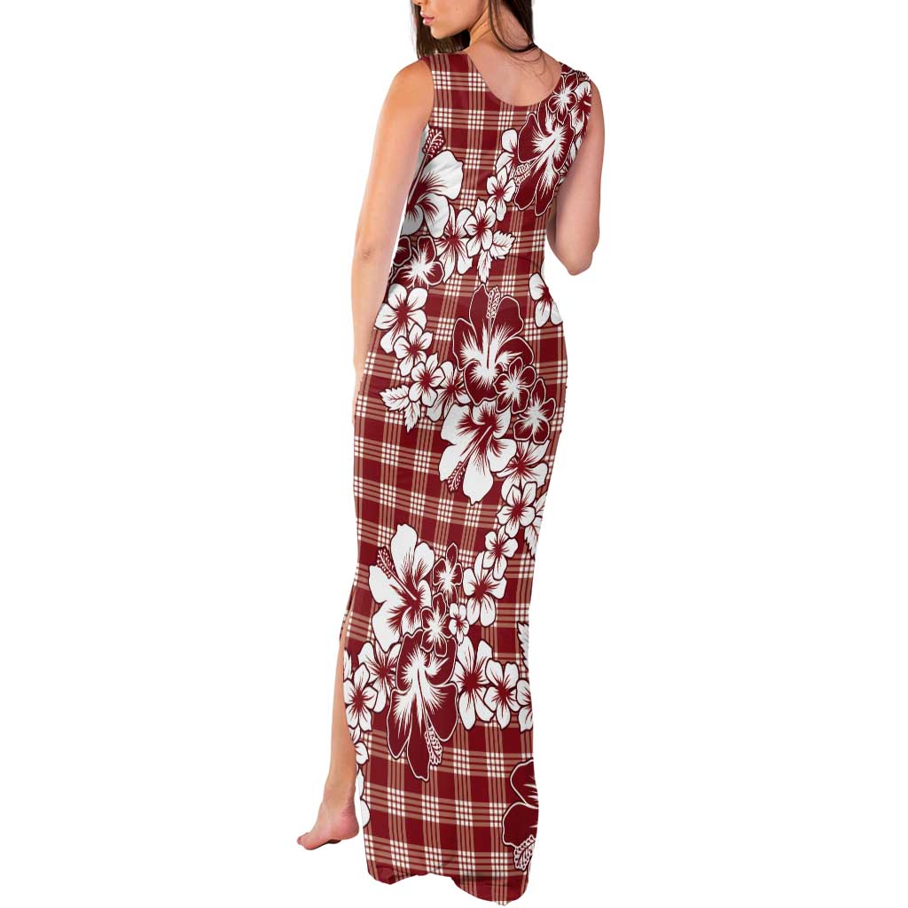 Hibiscus Pakala Fantasy Red Tank Maxi Dress Tropical Floral Stylized - Polynesian Pride