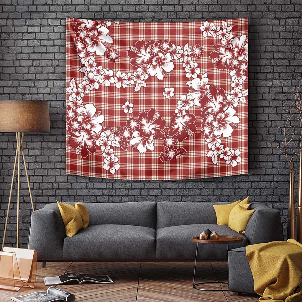 Hibiscus Pakala Fantasy Red Tapestry Tropical Floral Stylized - Polynesian Pride