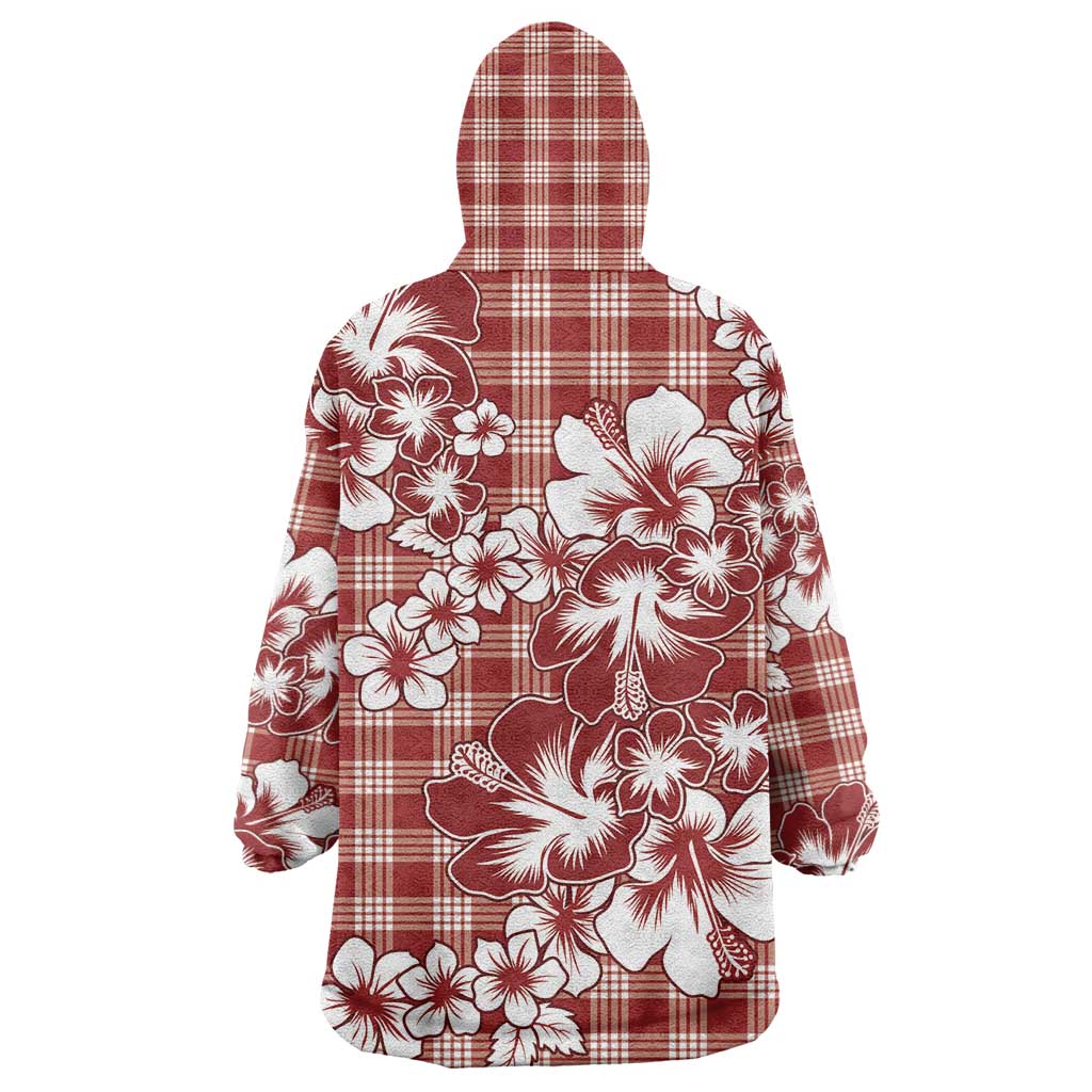 Hibiscus Pakala Fantasy Red Wearable Blanket Hoodie Tropical Floral Stylized - Polynesian Pride