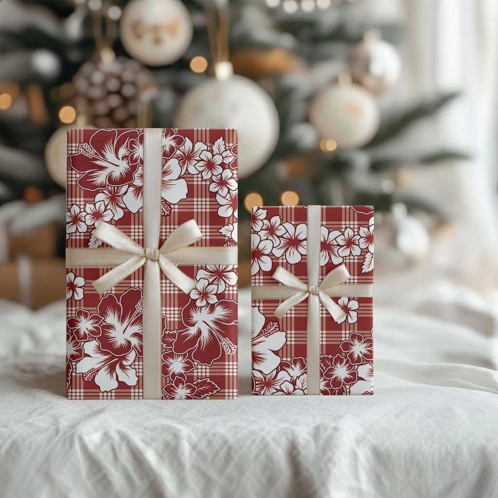 Hibiscus Pakala Fantasy Red Wrapping Paper Tropical Floral Stylized - Polynesian Pride