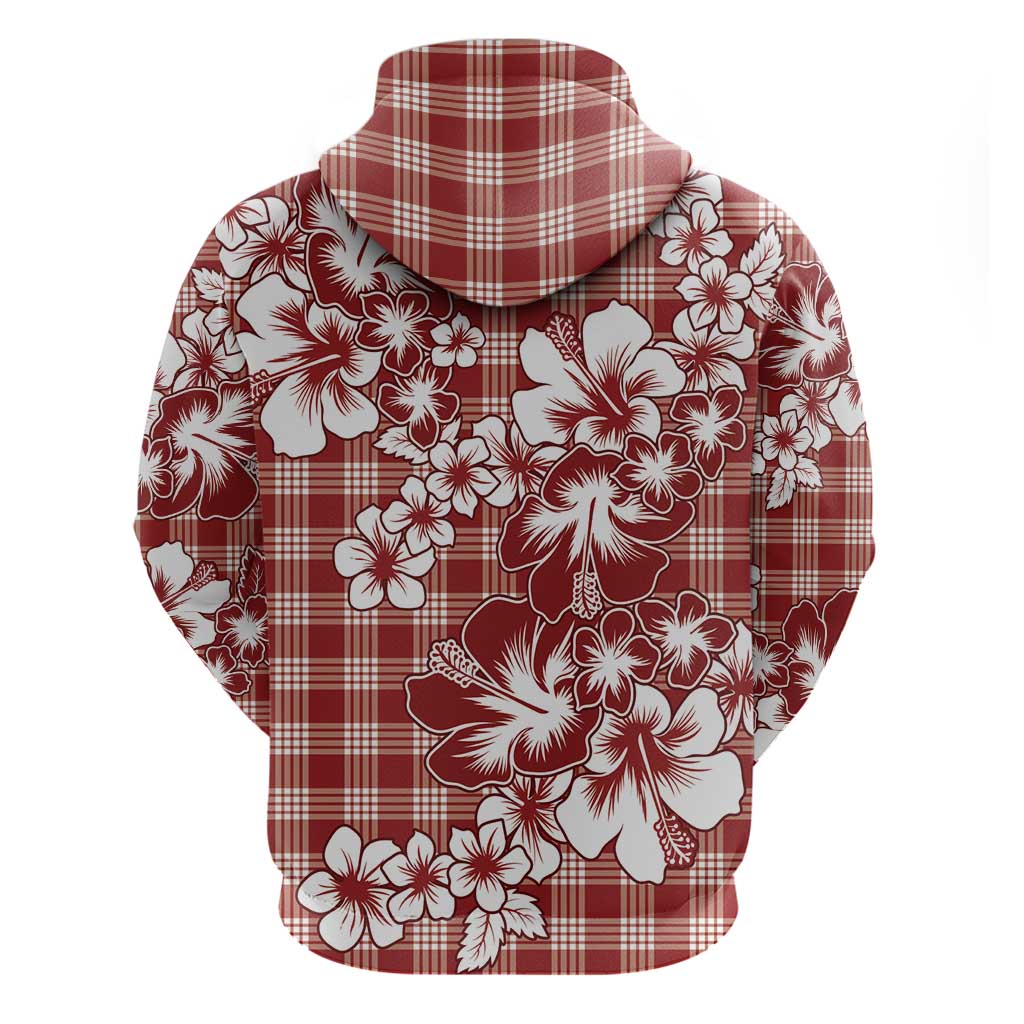 Hibiscus Pakala Fantasy Red Zip Hoodie Tropical Floral Stylized - Polynesian Pride