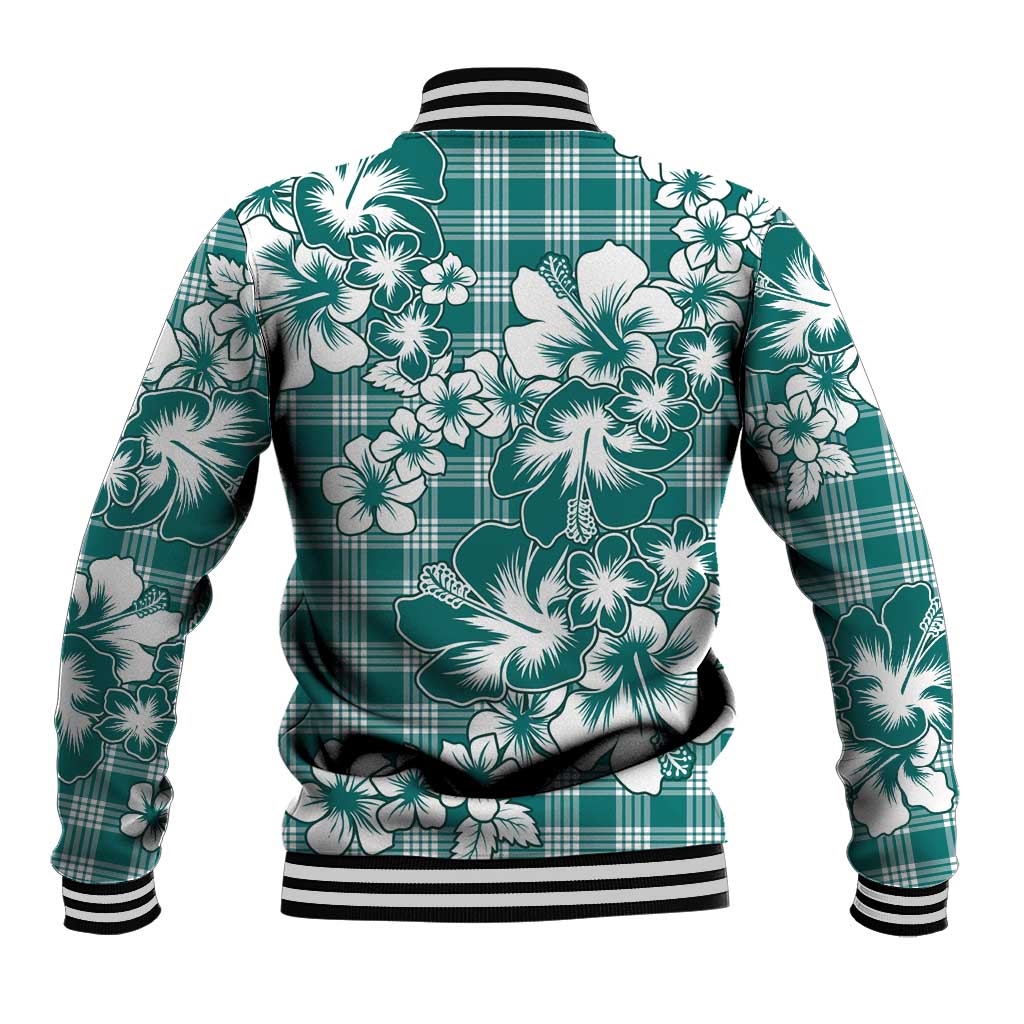 Hibiscus Pakala Aqua Teal Baseball Jacket Tropical Floral Stylized LT01 - Polynesian Pride