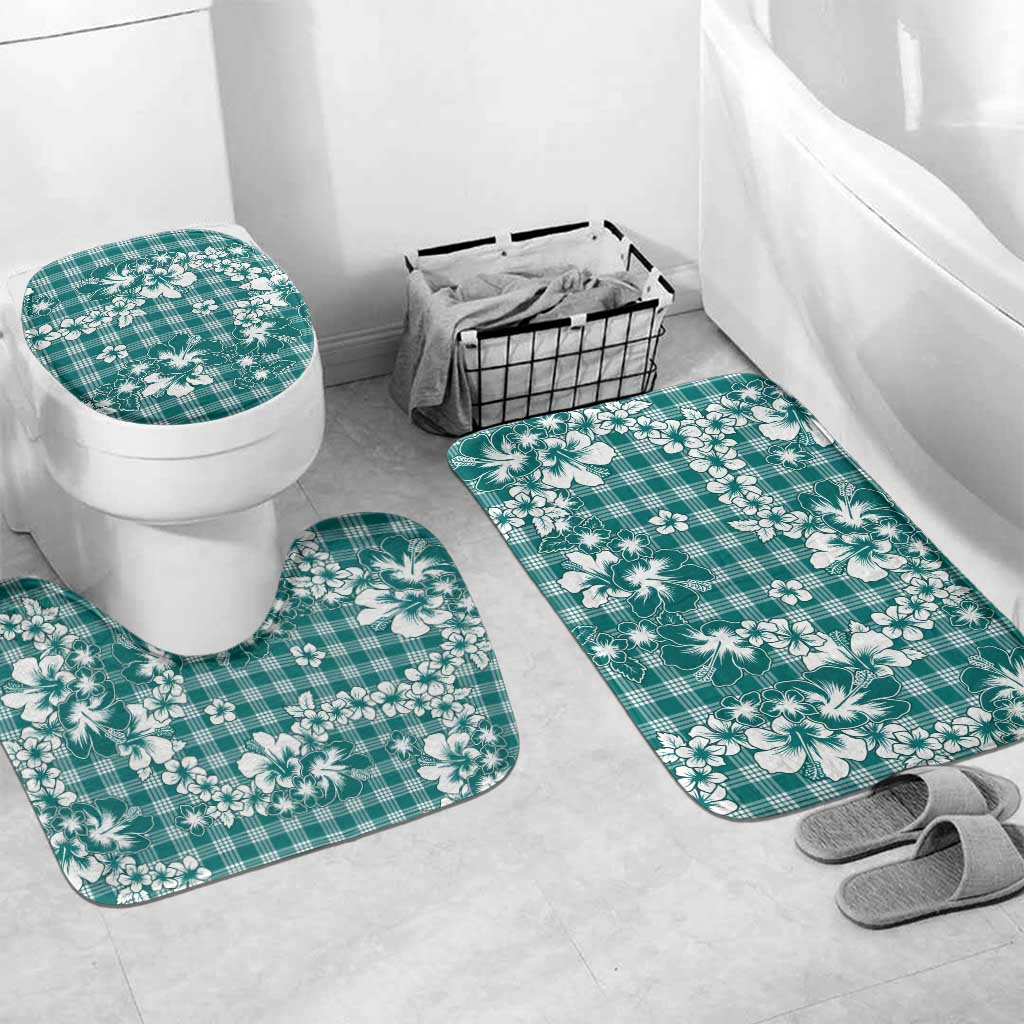 Hibiscus Pakala Aqua Teal Bathroom Set Tropical Floral Stylized - Polynesian Pride