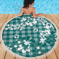 Hibiscus Pakala Aqua Teal Beach Blanket Tropical Floral Stylized - Polynesian Pride