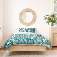 Hibiscus Pakala Aqua Teal Bedding Set Tropical Floral Stylized - Polynesian Pride