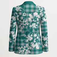 Hibiscus Pakala Aqua Teal Blazer Tropical Floral Stylized - Polynesian Pride