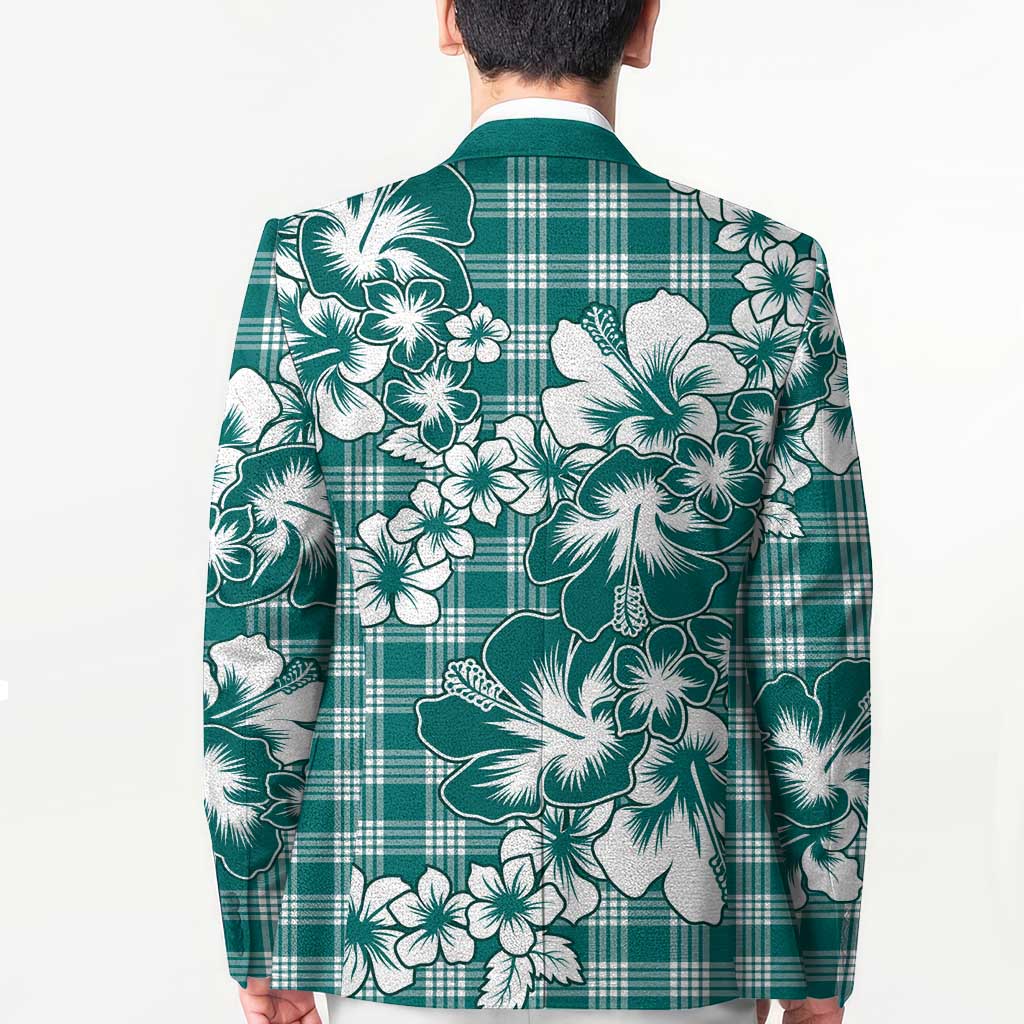 Hibiscus Pakala Aqua Teal Blazer Tropical Floral Stylized - Polynesian Pride
